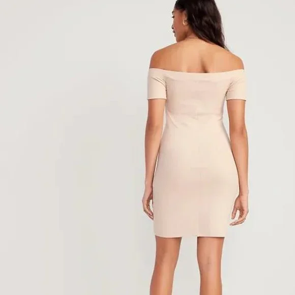 NWT Old Navy Fitted Off-The-Shoulder Rib-Knit Mini Dress for Women - Picture 2 of 6